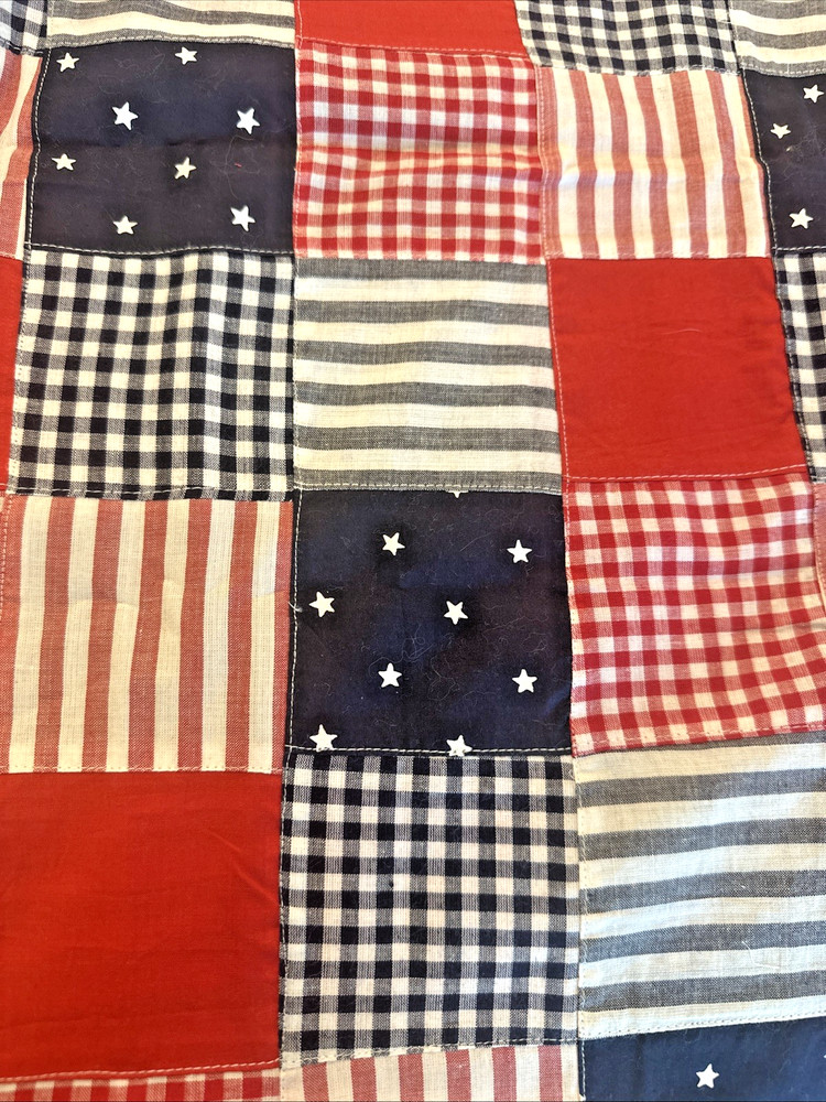 Patriotic Patchwork Cotton Fabric Red White Blue 1 Yard