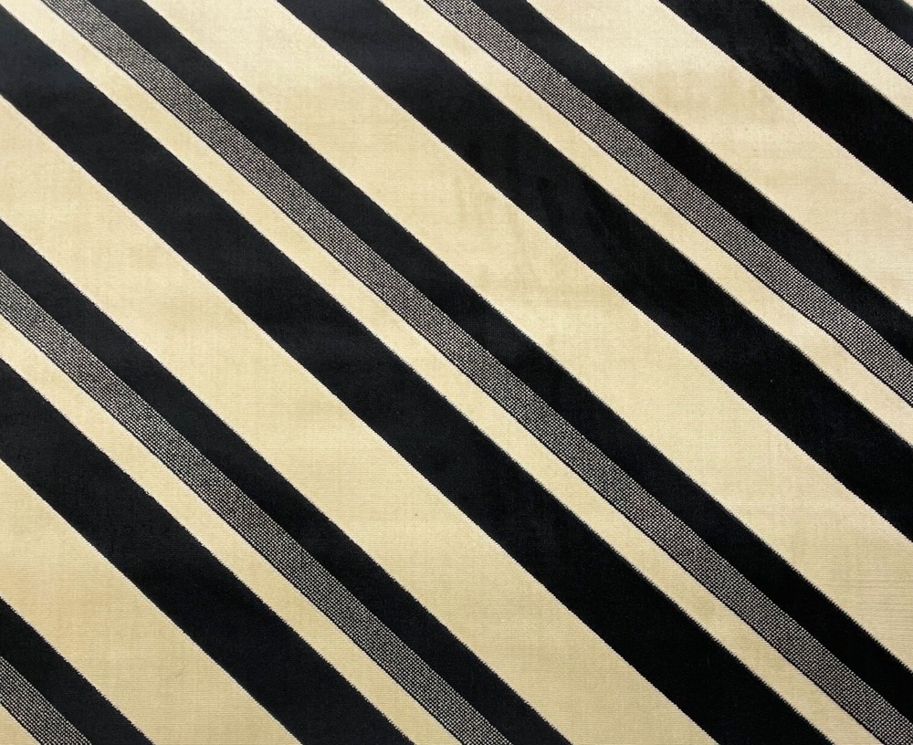 LJ GROUNDWORK SERENO STRIPE MALT ONYX BLACK VELVET FABRIC BY 1/2(0.5) YARD 50″W