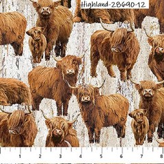 Highland Home Cow BTY Quilt fabric Cotton Northcott 28692-42 Light Blue Clouds