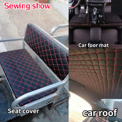 Faux Leather Fabric Foam Quilted Waterproof DIY Car Seat Mat Pad Decor Material