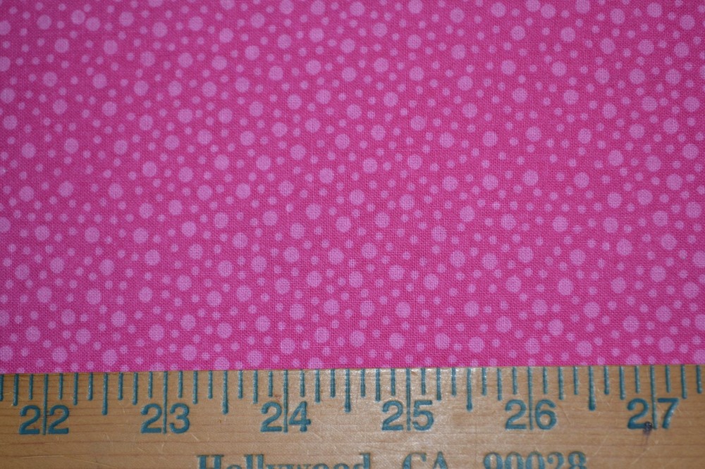 Cotton fabric, two-toned pink dots, 57″ x 74″ unfinished project