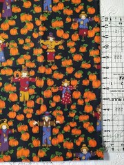 Cranston Fabric Fall Autumn Scarecrow Halloween Pumpkin Patch Crows Black BTFQ
