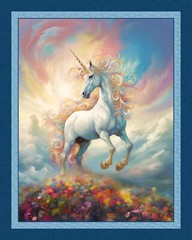 Unicorn Paradise Panel Cotton Fabric