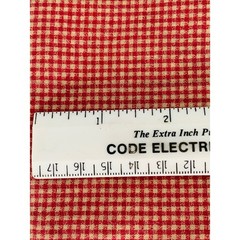 Gingham Fabric Cotton Red Checked Beige Small Squares Lot 1 Yard 51 Inches Wide