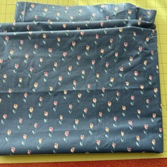 Vintage Stanley King Studio Blue Pink Chintz Fabric 2 yards +16″x 54″w