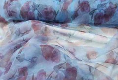 58” Wide By Yard Blue Rose Organza Fabric Vintage Wedding Dress Material Shaped