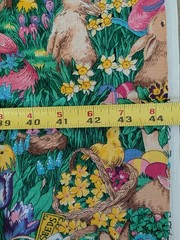 VTG Fabric Traditions Fabric Bunny Chics Hat Floral Garden 71×44 90’s