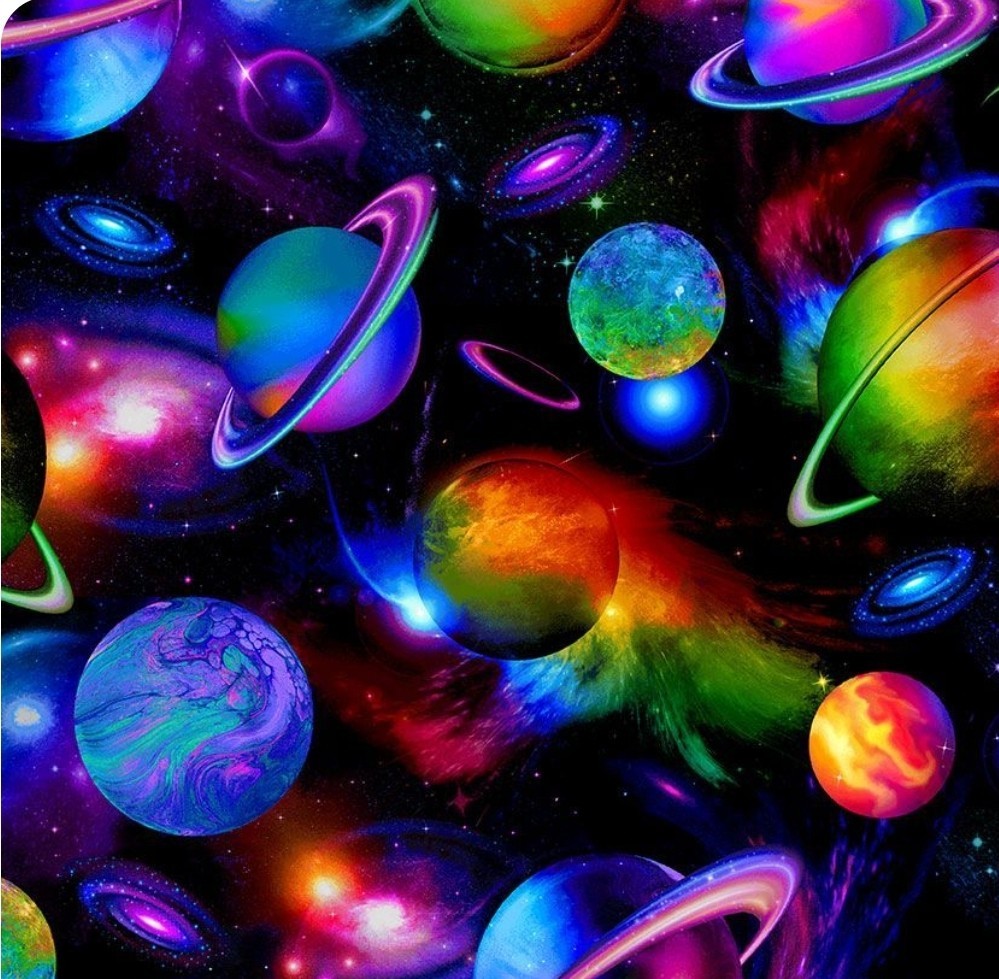 Outer Space, Planets, Galaxy Fabric!100% Cotton 1yd *BTY*Gorgeous! Fast Ship!