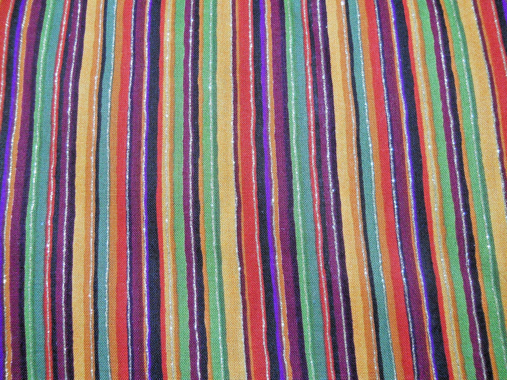 FABRIC TRADITIONS #10017″ MULTI COLORED STRIPE GOLD LINING BTY