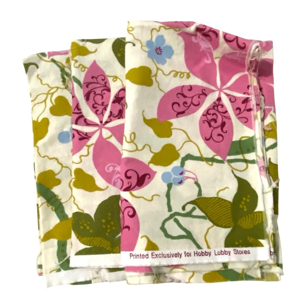 Hobby Lobby Exclusive Floral Print Fabric Remnant Lot of 3 Pieces Sewing DIY