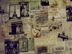 VINTAGE PARIS FRENCH LE MIROIR EIFFEL TOWER COTTON FABRIC BTHY