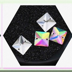 50 Clear Square Rhinestone Beads 12mm