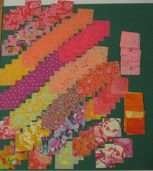 Cotton Quilt Fabric Huge Lot 2 1/2″ Squares Tula Pink Prints Orange Pink