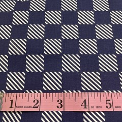 5 Yards JoAnn Cotton Fabric Blue White Check Diagonal Stripe 5 5/8 yds x 44 In