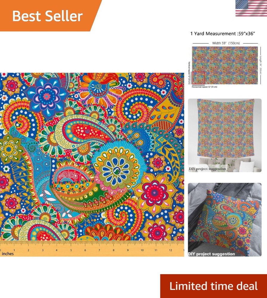 Vibrant Paisley Upholstery Fabric by The Yard – Machine Washable & Safe for Kids
