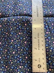 Blue Pink Tan Calico on Navy Blue 2 Pieces Cotton Fabric 22″ x 44″W 15″ x 44″W