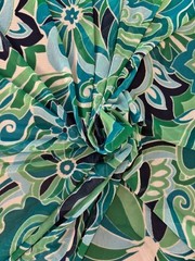 Sheer blue green white stretchy floral fabric by the yard deadstock from Mood