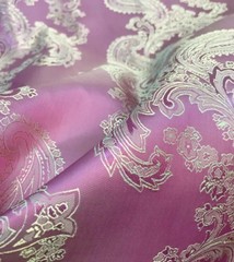 Paisley Woven Brocade NONSTATIC Viscose Satin Feel Fabric Pink Dusty Rose