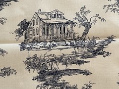 Toile De Joy Blue Upholstery Fabric 60” W X 40” L