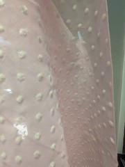 Pink Swiss Dot Fabric Panel 44×88 White Flocked Dots Sheer Sewing Craft