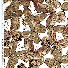 Shimmer Butterflies Metallic Gold On Cream Cotton CM9294 Timeless Treasures BTY