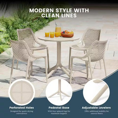 Frond&Form Modern Outdoor Patio Poly Plastic 31.5″ round Dining Table in Sand