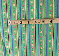 VTG Novelty Bright Fruit Stripes on Lime Green BTFQ