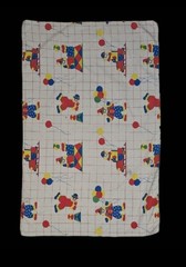 Vintage 1985 D.M. Inc. Circus Clowns, Balloons, Grid Fabric