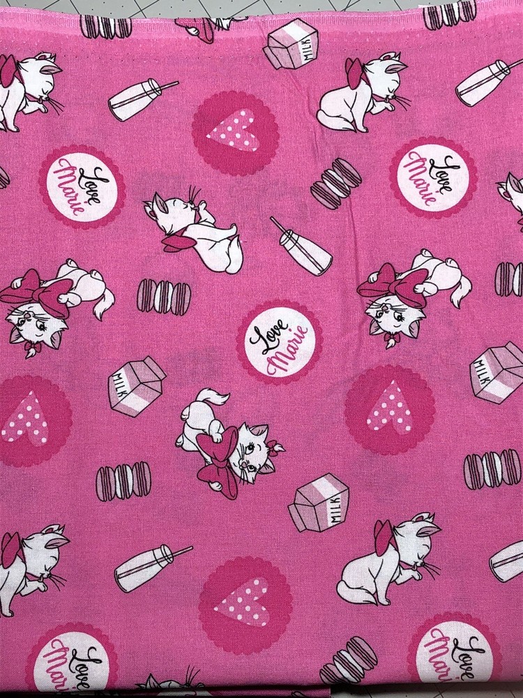 Disney’s Aristocats Marie Kitten Cat Pink CEA Fabric Cotton 18×21 Fat Quarter