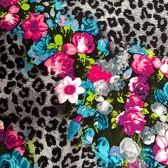 Bold Floral Leopard Print Dress Apparel Fabric Slinky Skirt 2.25 yd
