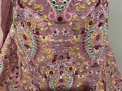 Pink Multicolor Embroidery Dupioni Fabrics 48” Width Sold By The Yard