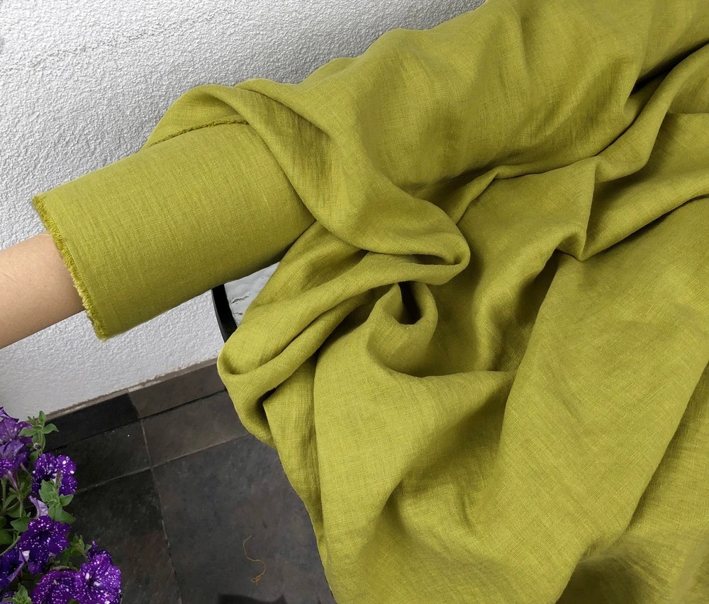 Lime Green Organic Cotton Fabric By The Yard Soft Hand Dyed Sewing Material DIY