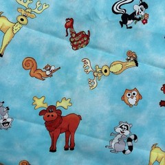 Vtg Red Rooster Forest Friends Fabric Kathy Brown Teachers Pet Cotton 3.3 Yards
