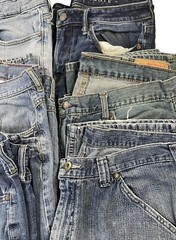 5 Pairs of Denim Blue Jeans Trashed Destroyed Scrap Crafts DIY Upcycle Job Lot