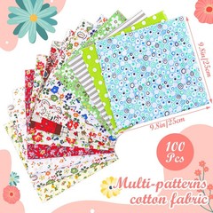 100 Pieces 10 x 10 Inches Cotton Fabric Squares, Precut Quilting Fabric Bundl…