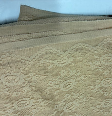 Beige BLUSH SHEER LACE FABRIC 5 Yds 53″ w Lightweight Bridal Stretch Floral Veil