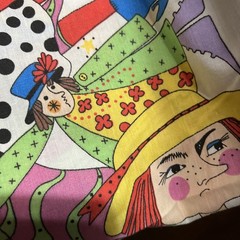 RARE! VTG Elinor Peace Bailey Print fabric Unique Dolls Clowns Ladies