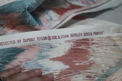 Stanley King Studio Turquoise Coral Dupont Teflon Paint Splatter Fabric Vintage