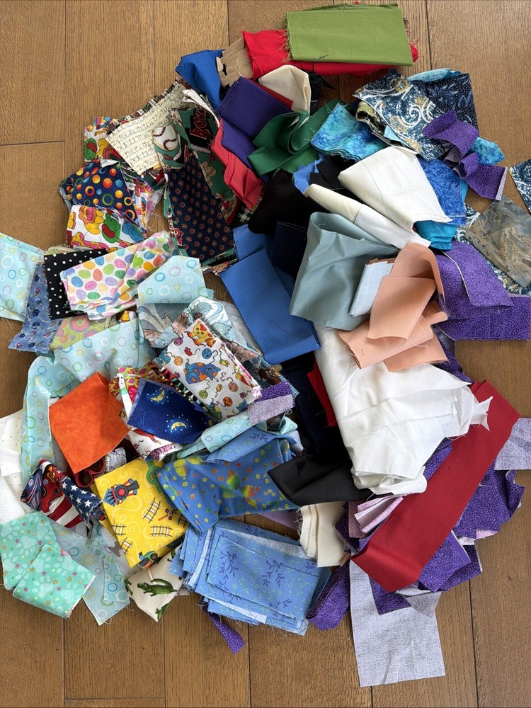 Usable Cotton Fabric Scraps For Crumb Quilts & Crafts Junk Journal 6 Pounds LOT
