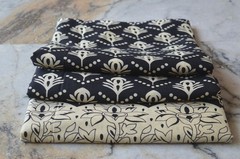 Black & Beige Hand Print Fabric 100% Cotton 7 Yard NO DUTY CHARGES 100%✅ZK-369