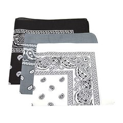 Paisley Bandanas Cotton (3 Pack) 22″ x 22″ Black, White, & Grey