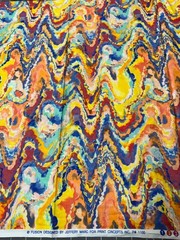 FUSION BY JEFFREY MARC Blue Orange 1 yard 100% Cotton Fabric Free Ship SBB