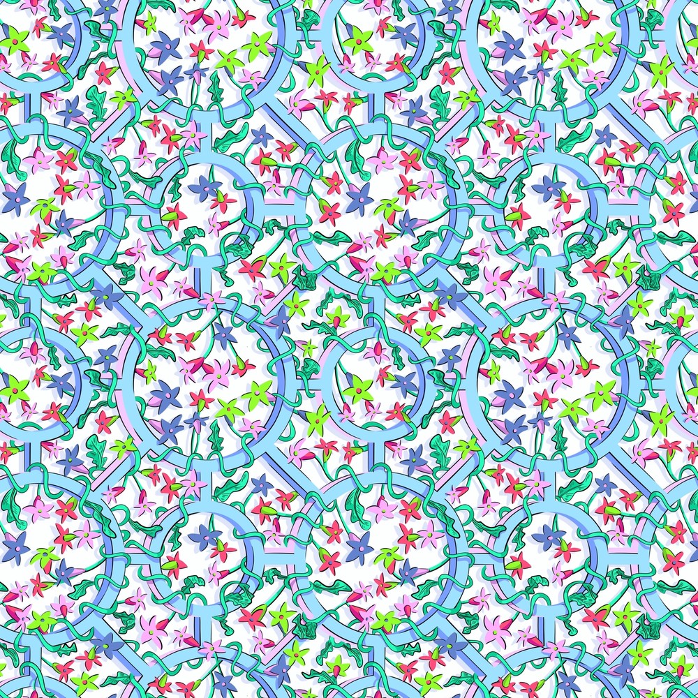 Florescence – Vanilla Vineyard Periwinkle by Sam Wilde for Free Spirit – 1/2 yd