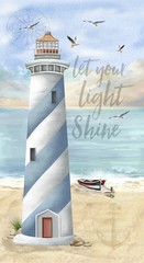Let Your Light Shine Lighthouse Panel 24inx 44″ Wide By Timeless Treasures