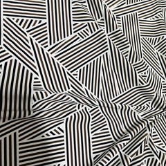 18″ long / LonBlack & White Lines Distorted Fabric Stretch Spandex for Swimwear