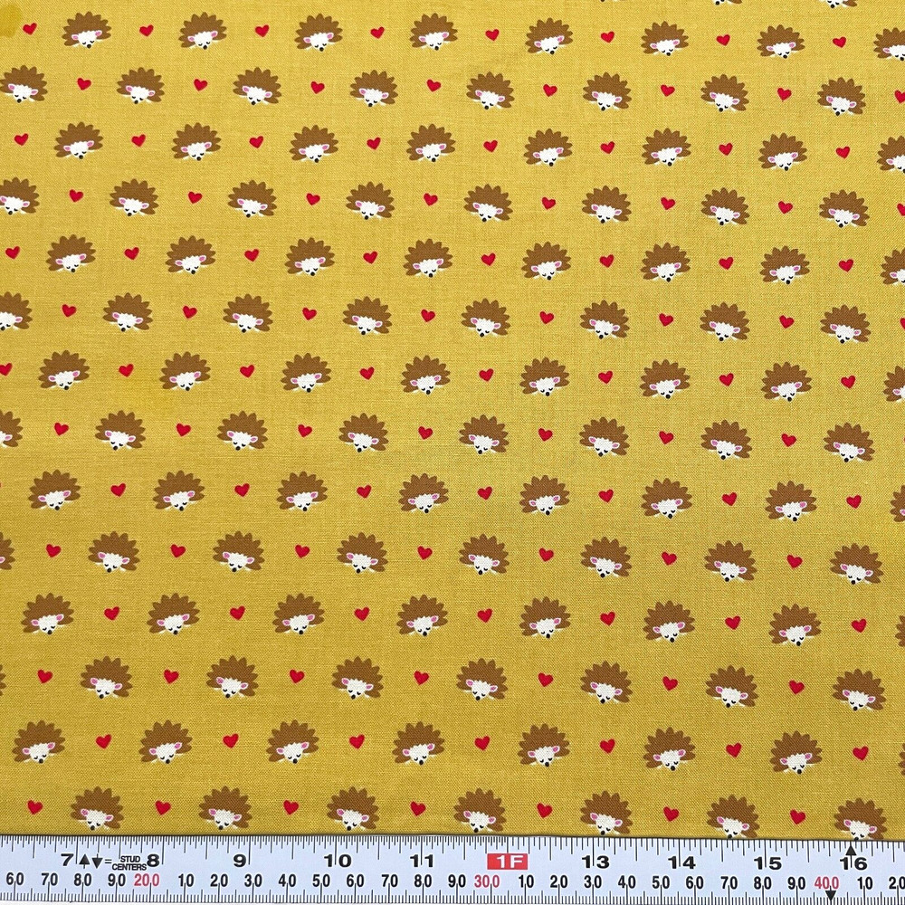 Michael Miller Hedgehog Heaven Golden Cotton Fabric by the HALF YARD 18″ x 43″