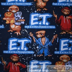 BonEFul FQ Cotton Quilt Black Dark Night ET Phone Home Movie Antique VTG Movie L