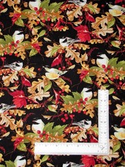 Autumn Leaves Birds Fabric By The Yard Colorful Season Bird Cotton Wilmington