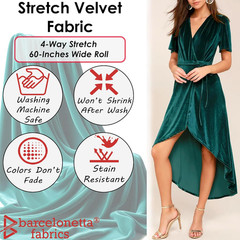 | Stretch Velvet Fabric | Luxury & Soft | Velvet Fabric | 60″ Wide Roll | 10% Sp