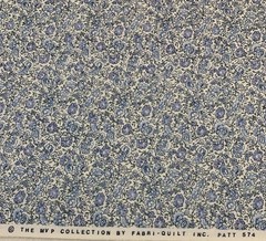 Vtg Floral Calico Fabric By Fabri-Quilt Blue Green White Cottagecore BTHY